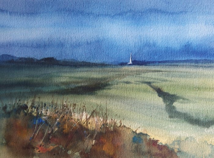 Painting of distant church at Snettisham